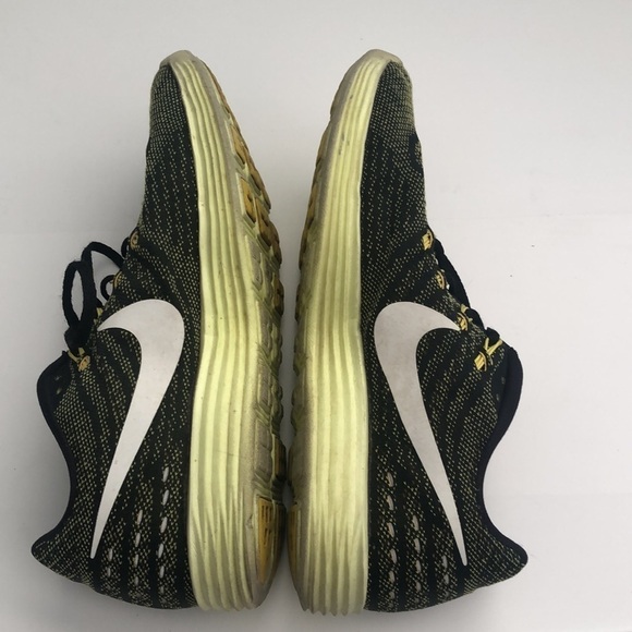 Nike running Lunar Tempo2 yellow and black size 9.5 lace ups side swoosh - Picture 2 of 9